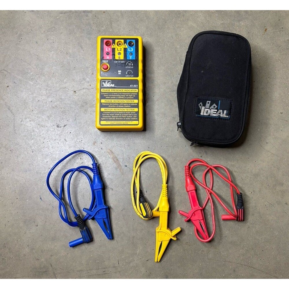 IDEAL 61-521 3-Phase Presence Indicator Phase & Motor Rotation Tester with Case